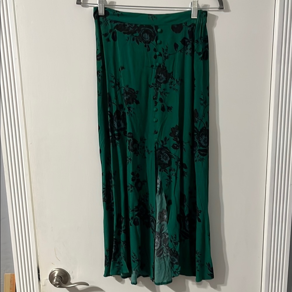Band of the Free Green Rose Midi Skirt with Slit - Picture 2 of 7